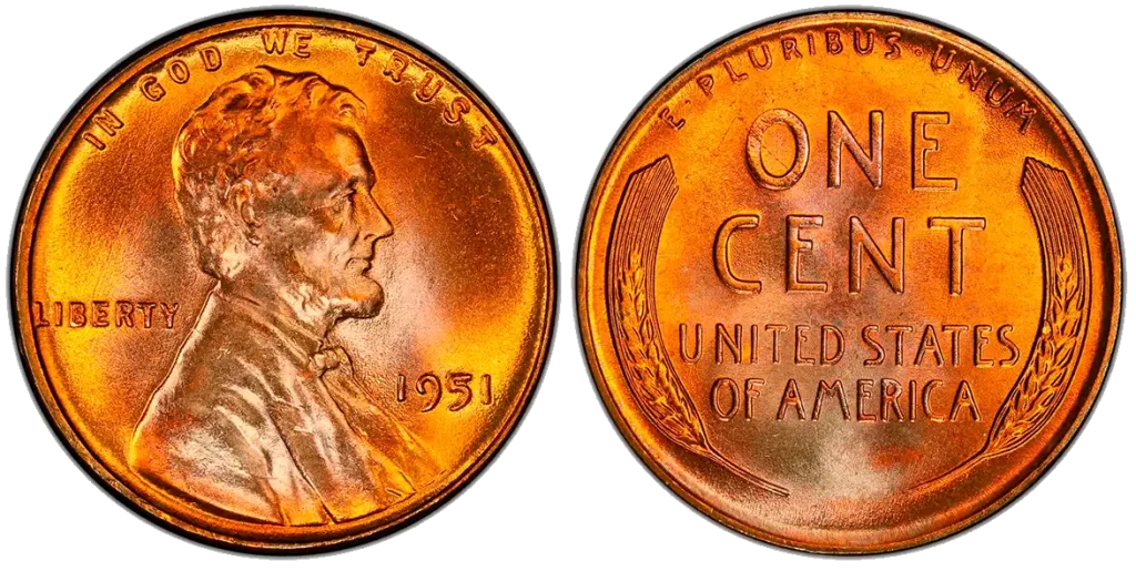 1951 no mint mark wheat penny
